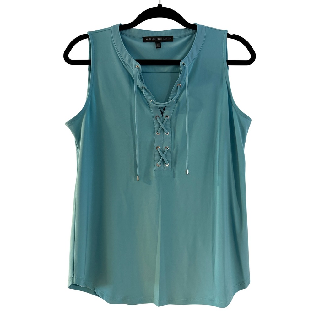 White House Black‎ Market Teal Lace Up Sleeveless Tank Top Women's M